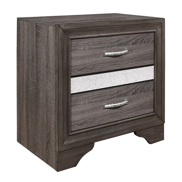 English Elm Glamorous Gray Two-Tone Nightstand with Hidden Felt-Lined Jewelry Drawer and Chrome Pulls, 26"H B01146215