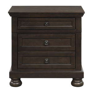 English Elm Transitional Rustic Nightstand with Faux Wood Plank Veneer, Satin Nickel Bar Hardware, Two Drawers Brown Mix 30 L x 20 W x 27.75 H B01146216