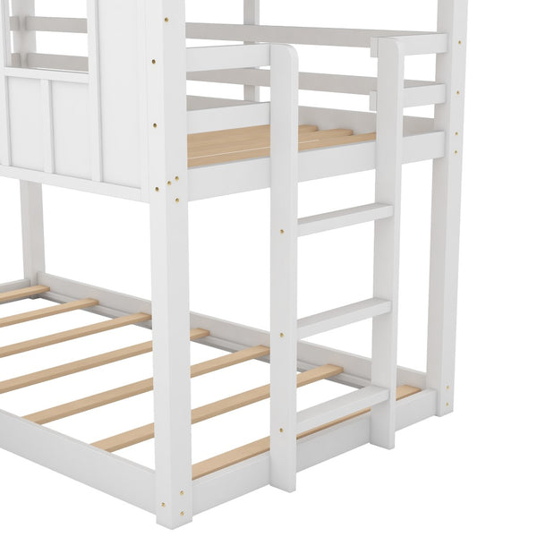 English Elm Twin House Bunk Bed With Slide And Windows – Charming, Space-Saving Design For Imaginative Playtime! SM000920AAK-GIGA