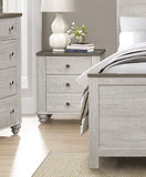 English Elm Transitional-Rustic Style Nightstand Drawers Two-Tone Finish Melamine Board Bedroom Furniture