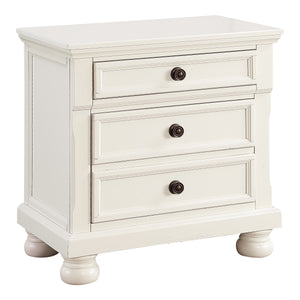 English Elm Bedroom Nightstand with Sand-Through Finish, Antique Bronze Knobs, Bun Feet & Hidden Drawer for Secure Storage White 31.25 L x 20.5 W x 29.5 H B01146202