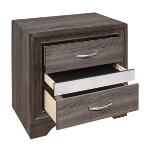 English Elm Glamorous Gray Two-Tone Nightstand with Hidden Felt-Lined Jewelry Drawer and Chrome Pulls, 26"H B01146215