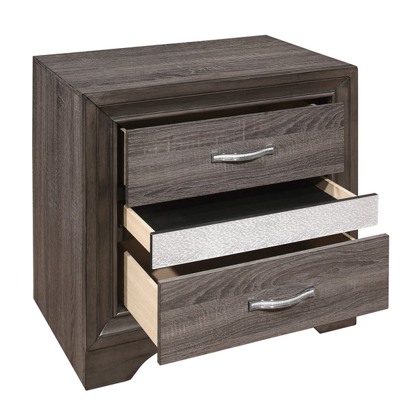 English Elm Glamorous Gray Two-Tone Nightstand with Hidden Felt-Lined Jewelry Drawer and Chrome Pulls, 26"H B01146215