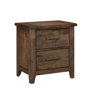 English Elm Classic Transitional Design Nightstand Burnished Finish Solid Rubberwood Bedroom Side Table Rustic Look Furniture