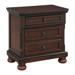 English Elm Classic Transitional Nightstand Brown Cherry Finish Birch Veneer with Hidden Drawer & Bun Feet, 30"H Elegant Storage B01146214