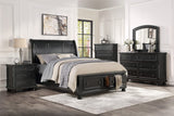 English Elm Bedroom Furniture Black Finish Bun Feet Nightstand With Hidden Drawer Casual Transitional Bed Side Table