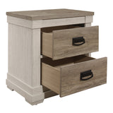 English Elm Beautiful Two-Tone Finish Nightstand Transitional Bedroom Furniture Antique Black Tone Handles