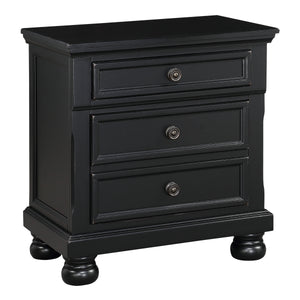 English Elm Bedroom Nightstand with Sand-Through Finish, Antique Bronze Knobs, Bun Feet & Hidden Drawer for Secure Storage Black 31.25 L x 20.5 W x 29.5 H B01146201