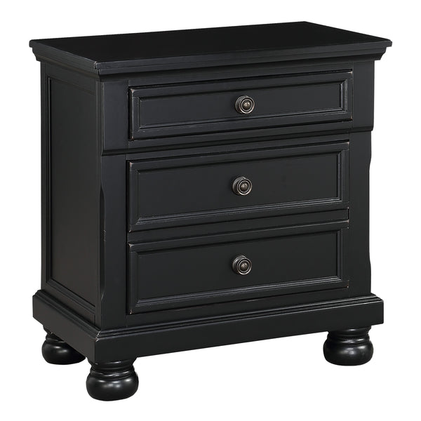 English Elm Bedroom Nightstand with Sand-Through Finish, Antique Bronze Knobs, Bun Feet & Hidden Drawer for Secure Storage Black 31.25 L x 20.5 W x 29.5 H B01146201