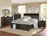 English Elm Transitional Design Nightstand Grayish Brown Finish Two Dovetail Drawers Bun Feet Wooden Furniture