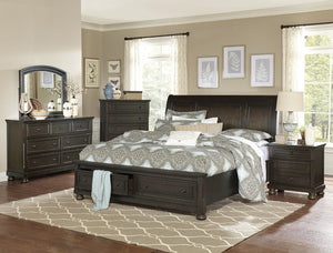 English Elm Traditional Five Drawer Chest Grayish Brown Birch Veneer with Bun Feet Bedroom Storage B01166128
