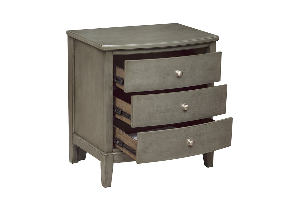 English Elm Bedroom Transitional 3-Drawer Nightstand in Gray Birch Veneer with Nickel Hardware, 26.25"x18"x28.25" B01146198
