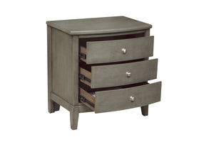 English Elm Bedroom Furniture 3 Drawers Nightstand Gray Finish Birch Veneer Nickel Hardware Bed Side Table