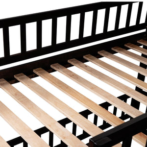 English Elm Bunk Bed Twin Over Pine Frame with Slide Fence and Ladder for Kids Rooms Espresso LT000082AAP