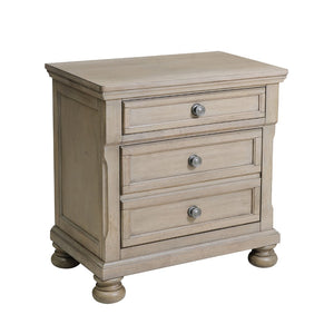 English Elm Transitional Bedroom Nightstand With Hidden Drawer Wire Brushed Gray Finish Birch Veneer Wood Bed Side Table