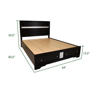 English Elm Traditional King 4-Piece Storage Bedroom Set in Black Engineered Wood with Headboard, Drawers, Dresser, Mirror, Nightstand (Elegant Durable Design) 808857543516