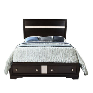 English Elm Traditional King 4-Piece Storage Bedroom Set in Black Engineered Wood with Headboard, Drawers, Dresser, Mirror, Nightstand (Elegant Durable Design) 808857543516