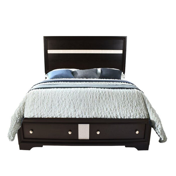 English Elm Traditional King 4-Piece Storage Bedroom Set in Black Engineered Wood with Headboard, Drawers, Dresser, Mirror, Nightstand (Elegant Durable Design) 808857543516