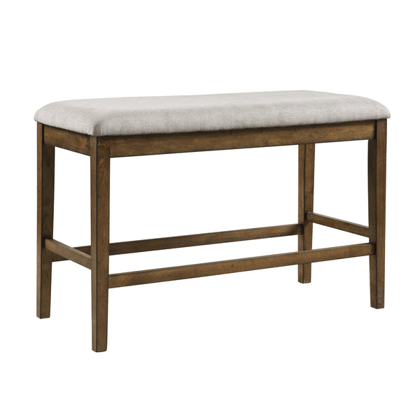 English Elm Wooden Counter Height Bench with Gray Textured Fabric Seat, Light Oak Mindy Veneer, 39" x 17" x 26" B01146345