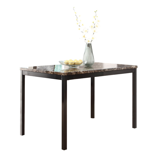 English Elm Simple Faux Marble Dining Table 48" Brown Top with Black Metal Frame for Compact Transitional Spaces B01152299