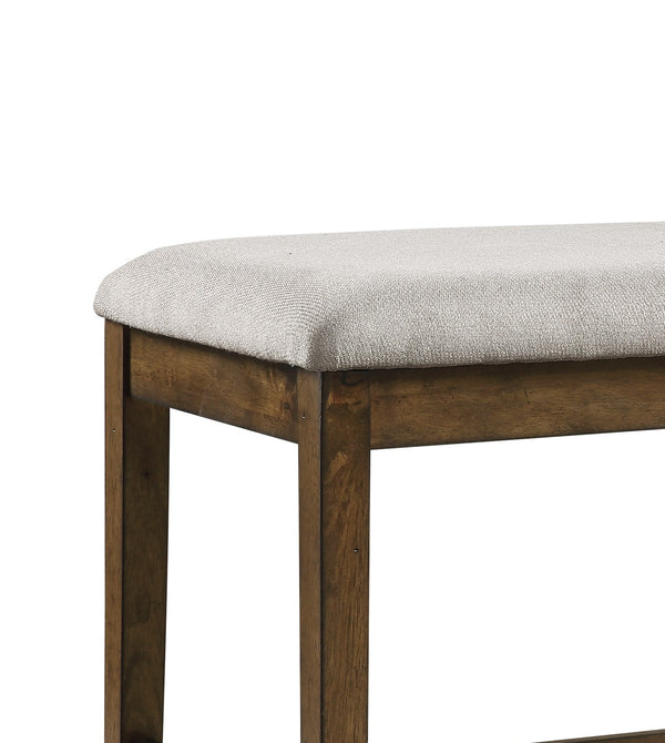 English Elm Wooden Counter Height Bench with Gray Textured Fabric Seat, Light Oak Mindy Veneer, 39" x 17" x 26" B01146345