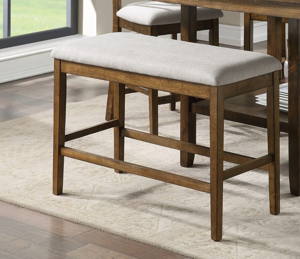 English Elm Contemporary 6 Piece Counter Height Dining Set with Lazy Susan Oak Wood Kitchen Table B011S00831