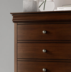 English Elm Louis Philippe 1pc Chest of Drawers in Cherry Okume Veneer with Brass Knobs, Hidden Drawer, 32x17.5x47.5" B01146480