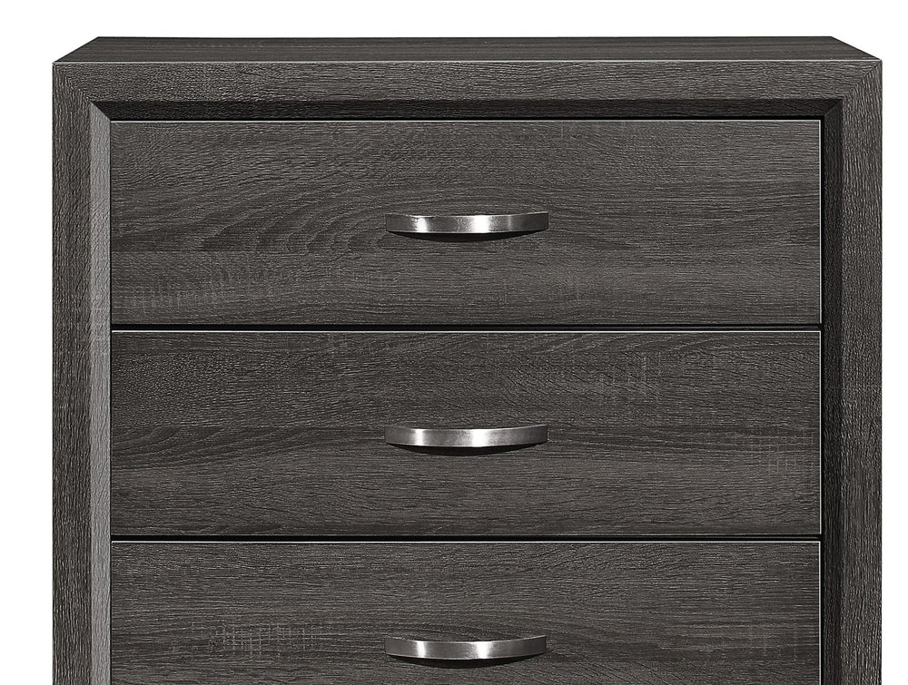 English Elm Contemporary Davi 5-Drawer Gray Chest with Dovetail Drawers Polished Chrome Pulls 31x16.5x50.5"H B01146482