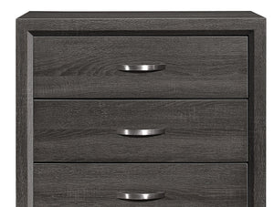 English Elm Contemporary Davi 5-Drawer Gray Chest with Dovetail Drawers Polished Chrome Pulls 31x16.5x50.5"H B01146482