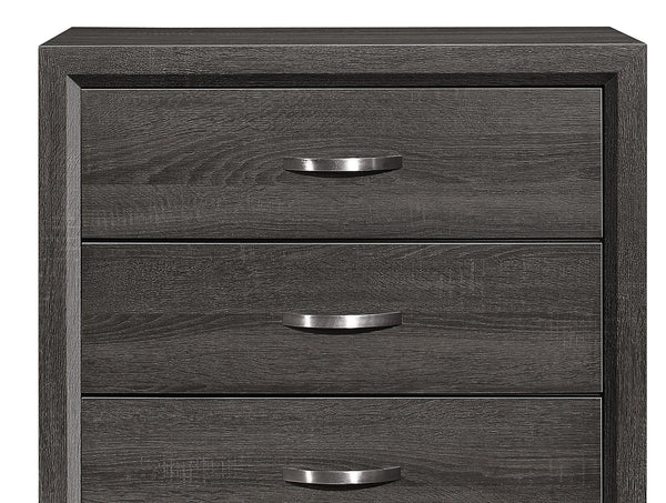 English Elm Contemporary Davi 5-Drawer Gray Chest with Dovetail Drawers Polished Chrome Pulls 31x16.5x50.5"H B01146482