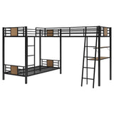 L-Shaped Twin over Twin Bunk Bed with Twin Size Loft Bed