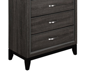 English Elm Contemporary Davi 5-Drawer Gray Chest with Dovetail Drawers Polished Chrome Pulls 31x16.5x50.5"H B01146482