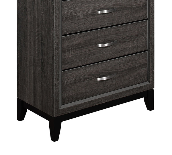 English Elm Contemporary Davi 5-Drawer Gray Chest with Dovetail Drawers Polished Chrome Pulls 31x16.5x50.5"H B01146482