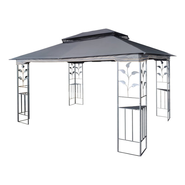 English Elm 13x10 Steel Frame Outdoor Gazebo with Double Roof Ventilation and Mesh Net Panels W41942174