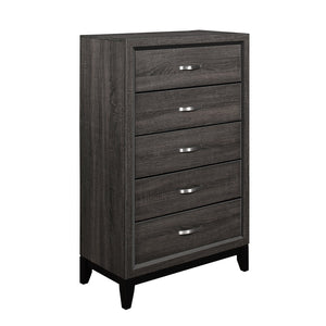 English Elm Contemporary Davi 5-Drawer Gray Chest with Dovetail Drawers Polished Chrome Pulls 31x16.5x50.5"H B01146482