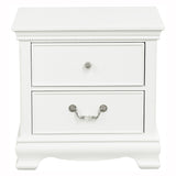 Traditional Style White Nightstand with Dovetail Drawers - Bedside Table