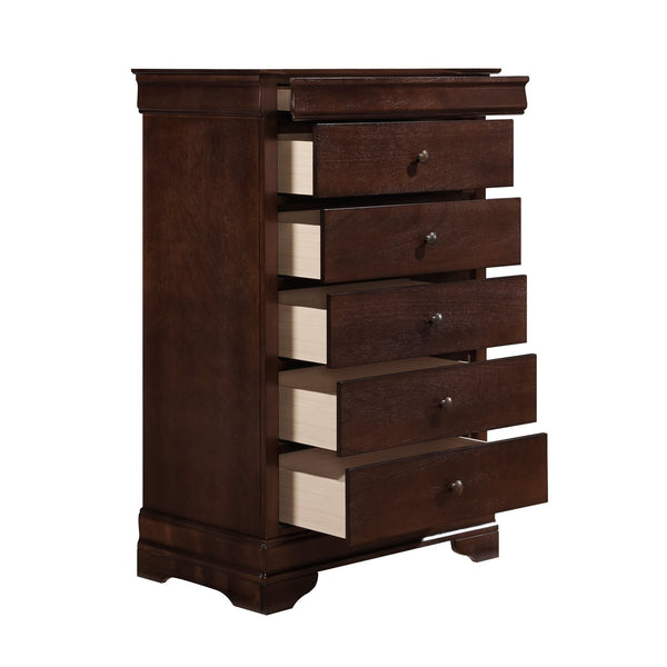 English Elm Louis Philippe 1pc Chest of Drawers in Cherry Okume Veneer with Brass Knobs, Hidden Drawer, 32x17.5x47.5" B01146480
