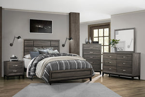 English Elm Modern Gray California King Bed Tall Headboard Clean Architectural Frame Bedroom B011S00242