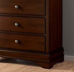English Elm Louis Philippe 1pc Chest of Drawers in Cherry Okume Veneer with Brass Knobs, Hidden Drawer, 32x17.5x47.5" B01146480
