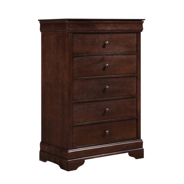 English Elm Louis Philippe 1pc Chest of Drawers in Cherry Okume Veneer with Brass Knobs, Hidden Drawer, 32x17.5x47.5" B01146480