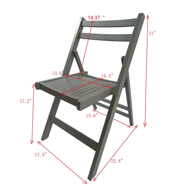 English Elm Furniture Slatted Wood Folding Special Event Chair Set of 4 Gray — Lightweight, Durable, Space-Saving Seating W49539765
