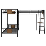 Hearth and Haven L-Shaped Twin over Twin Bunk Bed with Twin Size Loft Bed, Brown