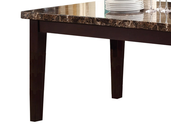 English Elm Espresso Faux Marble Diamond Top Dining Table, Transitional Casual 64" x 38" Durable Espresso Finish B01146563