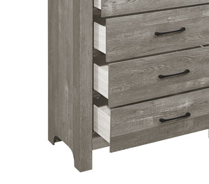 English Elm Rustic 5-Drawer Gray Chest with 3D Paper Veneer Texture, Black Metal Hardware, Modern Rustic Appeal B01146553