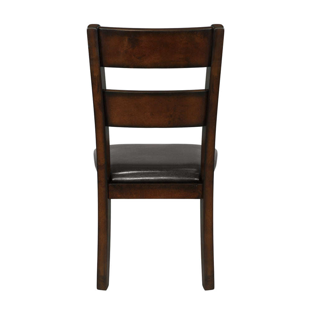 English Elm Cherry Cherry Finish Classic Side Chairs Set of 2 — Mango Veneer, Dark Faux Leather Seats, Transitional Dining B01146560