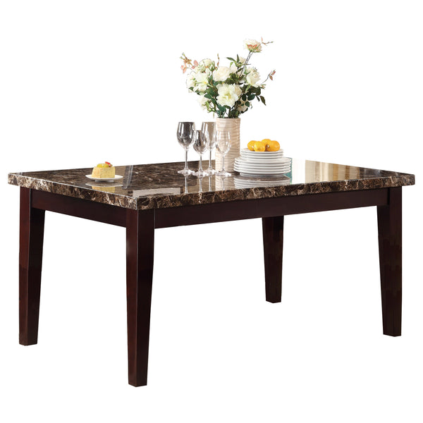 English Elm Espresso Faux Marble Diamond Top Dining Table, Transitional Casual 64" x 38" Durable Espresso Finish B01146563