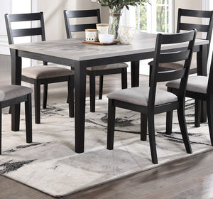 English Elm Rustic Solid Wood 7pc Dining Set 60" Table with Ladder-Back Cushioned Chairs & Bench, Charcoal Sand Finish B01146564