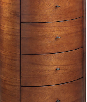 English Elm Walnut Hermes Chest with Marble Top, 5-Drawer Ball Bearing Glides, Elegant Bedroom Storage B01146546