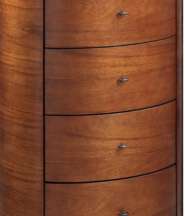 English Elm Walnut Hermes Chest with Marble Top, 5-Drawer Ball Bearing Glides, Elegant Bedroom Storage B01146546