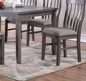 English Elm Dining 6-Piece Dining Set Grey Finish with Cushioned Upholstered Chairs and Bench, Solid Wood Look, 60" Table, Contemporary Style B011S00097